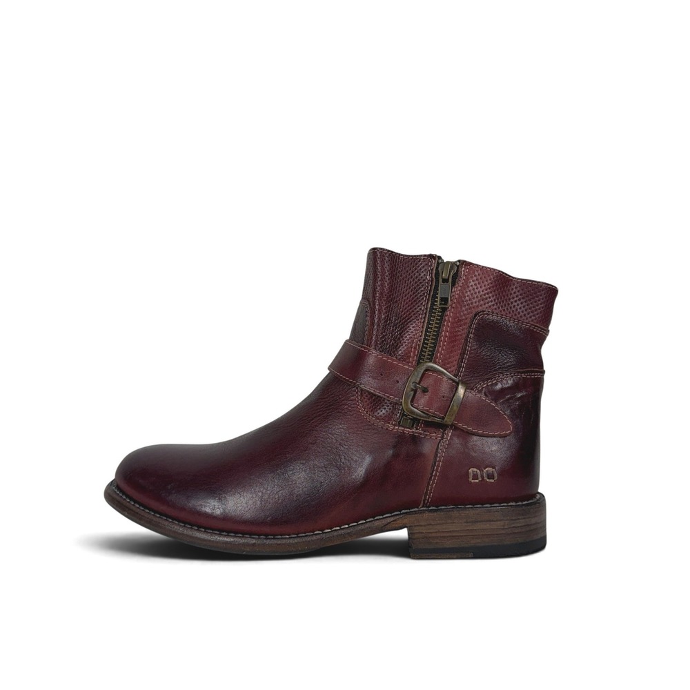 Bed Stu Becca Boots Womens 10 Dark Scarlet Leather Double Zip Moto Vibram - Picture 6 of 16